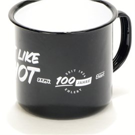 Kaffebecher schwarz, Metall, emailiert Drop it like its hot - 100 Jahre Ehlert Produktbild