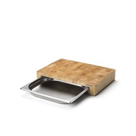 Schneidbrett mit Edelstahl-Schublade 39 x 27 x 6 cm, Gummibaum Produktbild