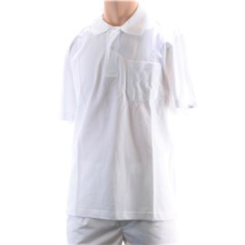 Polo-Shirt Gr. S, weiß mit Brusttasche, 50% Baumwolle/ 50% Polyester Produktbild