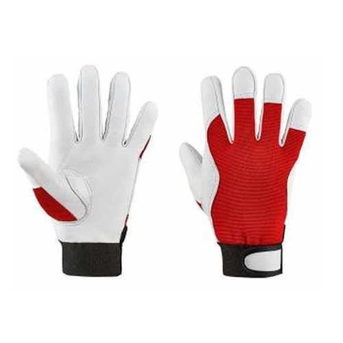 Arbeitshandschuh Leder, Gr. 9 rot/weiß, Nappaleder weiß,Handrücken Polyester rot Produktbild 0 L
