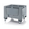 Palettenbox HDPE grau, 670 L mit Rollen 1200 x 1000 x 930 mm, 4 Füße Produktbild